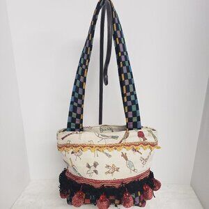 Salty Bags Bird Print Pom Pom Boho Shoulder Festival Artsy